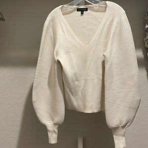Banana Republic statement sleeve sweater; cream; small; bought in Nov